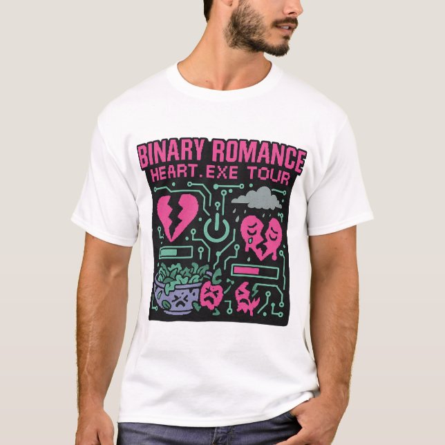 Camiseta Binário Romance Unisex T-Shirt, Banda cibernética  (Frente)