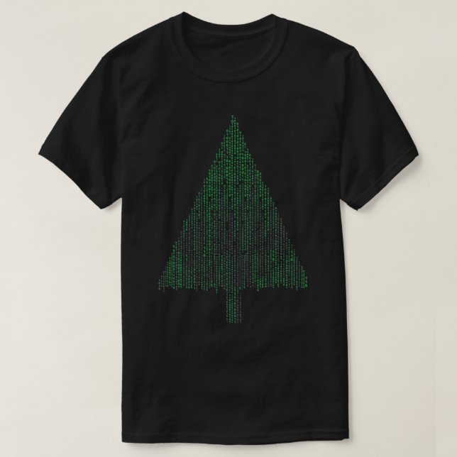 Camiseta Binary Coding Computer Programmer Christmas Tree X (Frente do Design)