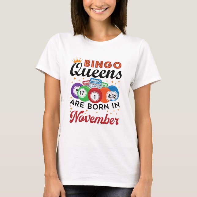Camiseta Bingo Birthday Women Novembro (Frente)