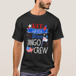 Camiseta Bingo Crew Red White Blue American Patriotic Fourt