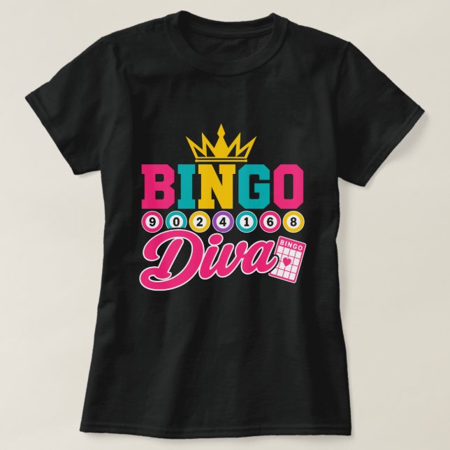 Camiseta Bingo Diva Lindo Coroa Rainha Sortuda Bin (Frente do Design)