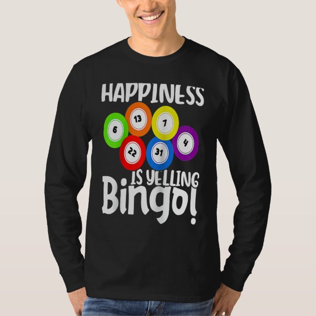 Camiseta Bingo Happiness Is Yelling Bingo Raglan Baseball (Frente)