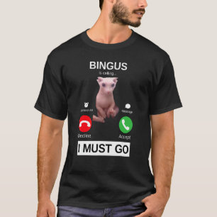 Camiseta Bingus Está Chamando Meme de Gato Sphynx Sem Pelos