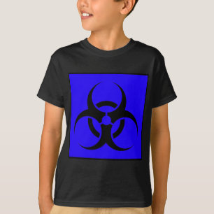 Camiseta Bio azul de advertência do símbolo do sinal do