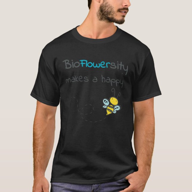 Camiseta Biofloresidade faz uma abelha feliz (Frente)