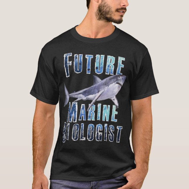 Camiseta Biologia Marinha de Tubarão — Futuro Biólogo Ciênc (Frente)