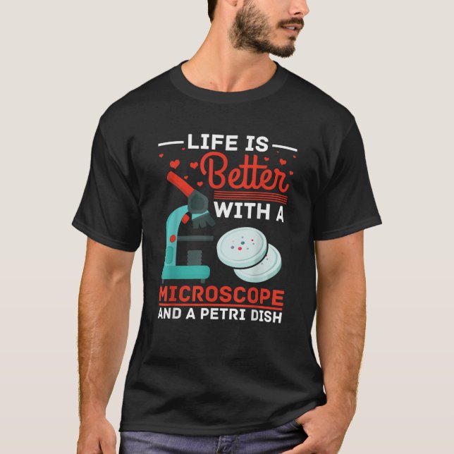 Camiseta Biólogo Ciência Da Vida Microscópio Bio Molecular (Frente)