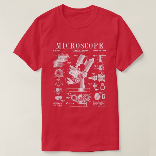 Camiseta Biólogo do microscópio Science Vintage Patente Dra (Frente do Design)