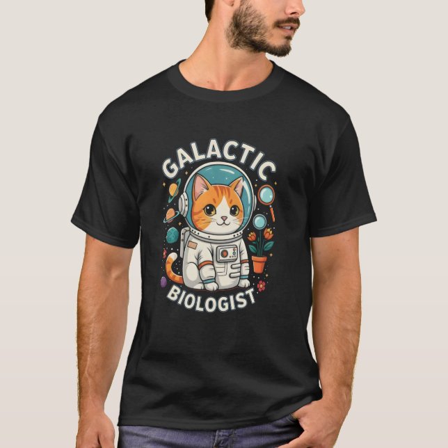 Camiseta Biólogo Espacial Astronauta Gato (Frente)