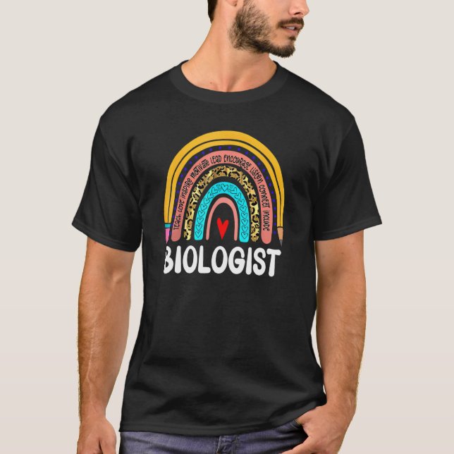 Camiseta Biólogo Leopard Rainbow Médico Trabalha B (Frente)