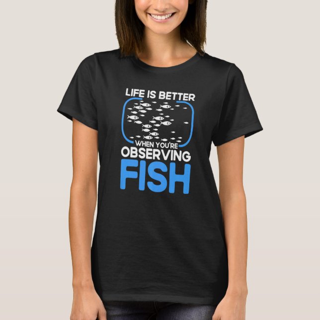 Camiseta Biólogo Marinho Ao Observar Peixes (Frente)