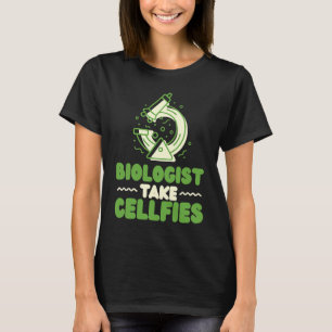 Camiseta Biólogo Tira Selfies Celulares Instrumento Microsc
