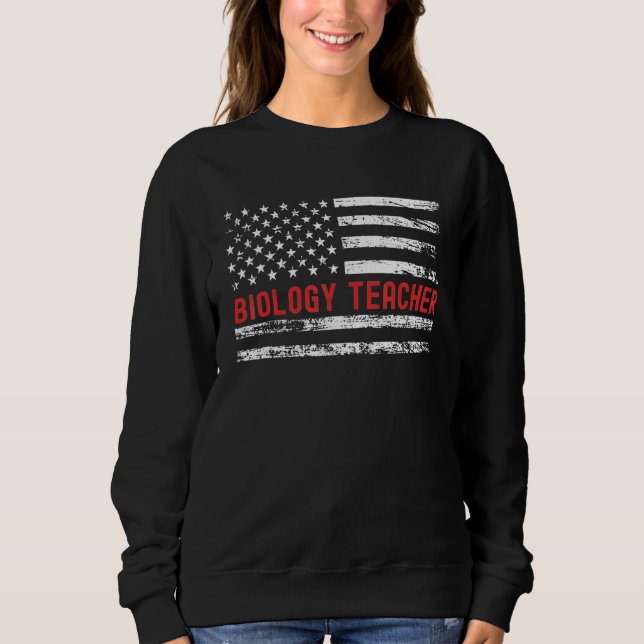 Camiseta Biology Teacher USA Flag Profession Retro Job Titl (Frente)