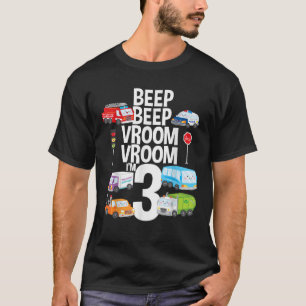 Camiseta Bipe Vroom I m 3 Trucks Cars Theme Birthday Gift 3