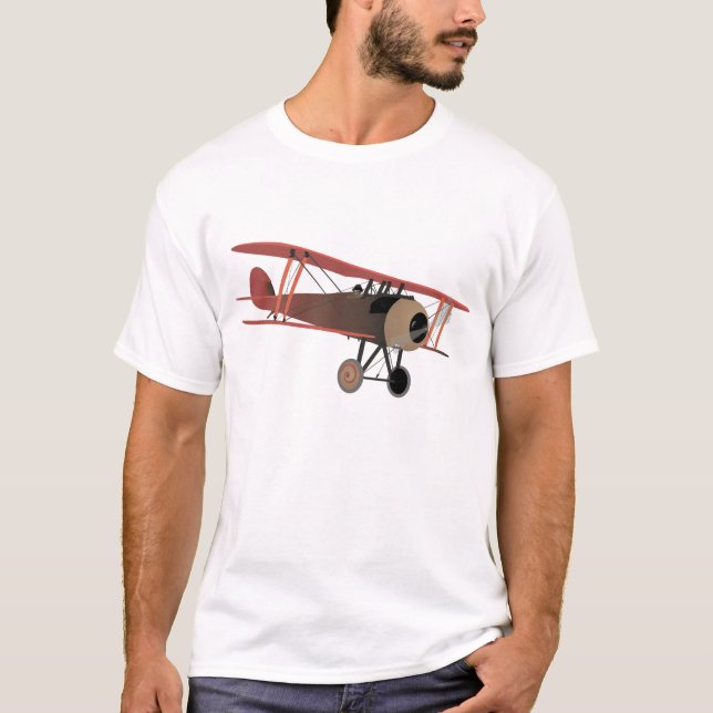 Camiseta Biplane da Primeira Guerra Mundial Vermelha (Frente)