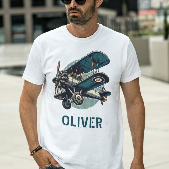 Camiseta Biplano Clássico Vintage (Criador carregado)