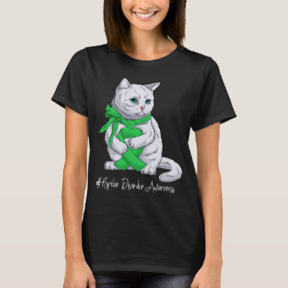 Camiseta Bipolar Disorder Awareness Month Green Ribbon Cat