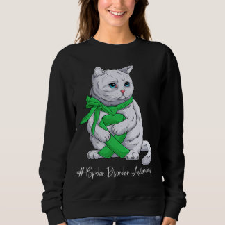 Camiseta Bipolar Disorder Awareness Month Green Ribbon Cat