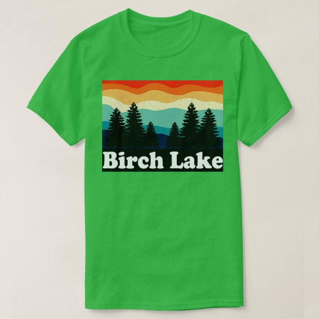 Camiseta Birch Lake Alaska Retro (Frente do Design)