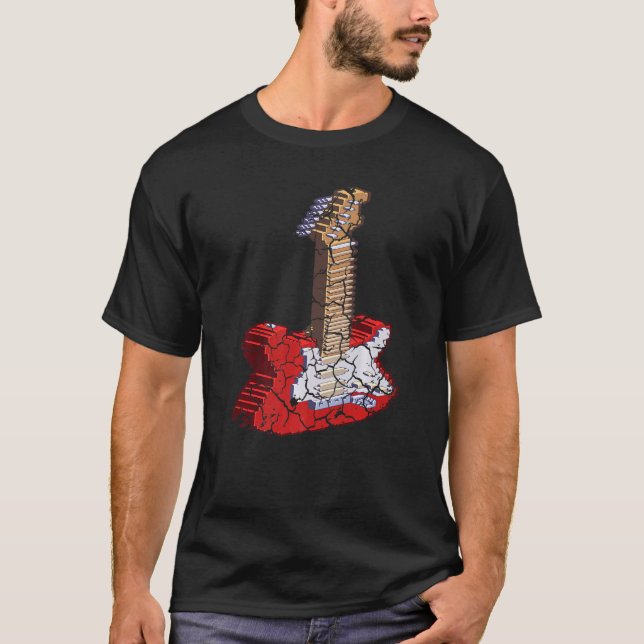 Camiseta Birck Baixo Rock Guitar Distressed (Frente)