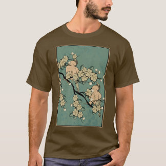 Camiseta Bird Cherry Blossoming Tree Japonês Sakura Retro