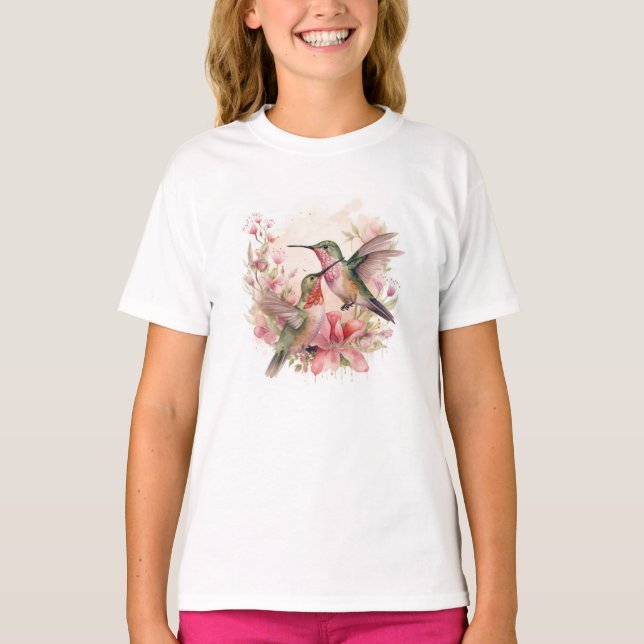 Camiseta Bird Humming com Flores (Frente)