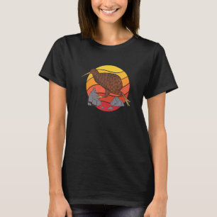 Camiseta Bird Kiwi, correndo, na Antiga Escola Neozelandesa