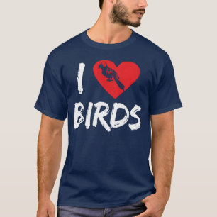 Camiseta Bird Lover Heart Cute Birdwatcher Parrot Heron