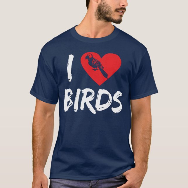 Camiseta Bird Lover Heart Cute Birdwatcher Parrot Heron (Frente)