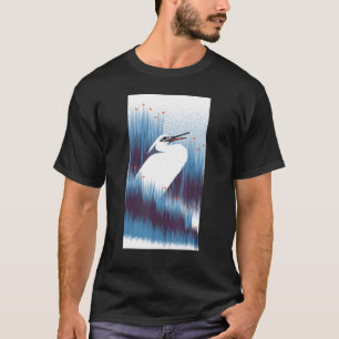 Camiseta Bird Nature Lake Asia, Artwor do Lago Asiático, Wh