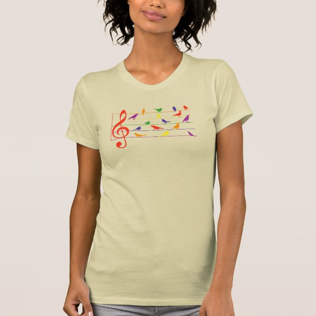 Camiseta Bird Song, design colorido (Frente)