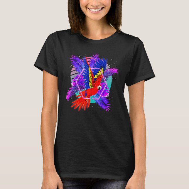 Camiseta Bird  Tropical Animal  Retro Vaporwave Parrot (Frente)