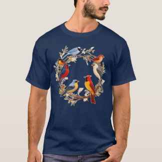 Camiseta Bird Watchingennessee Fllower Wreath Birds