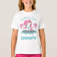 Birdday Girl Shirt Unicorn Trampoline Party