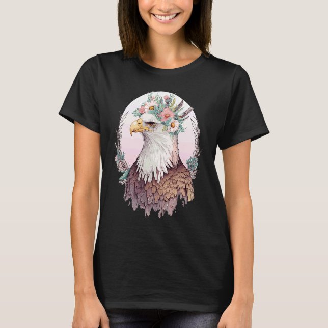 Camiseta Birds Of Prey Bald Eagle Flower Crown Floral Birdi (Frente)