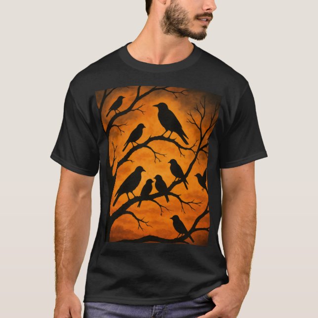 Camiseta Birds Tree Silhouette (Frente)