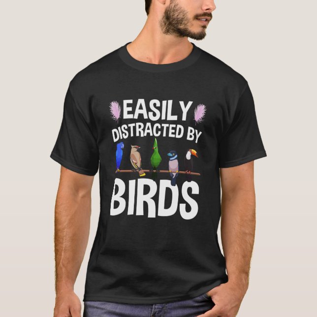 Camiseta Birdwatcher facilmente distraído por Birds Louco (Frente)