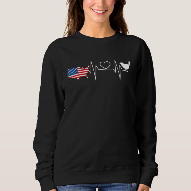 Camiseta Birdwatching Heartbeat Patriotic American Flag USA (Frente)