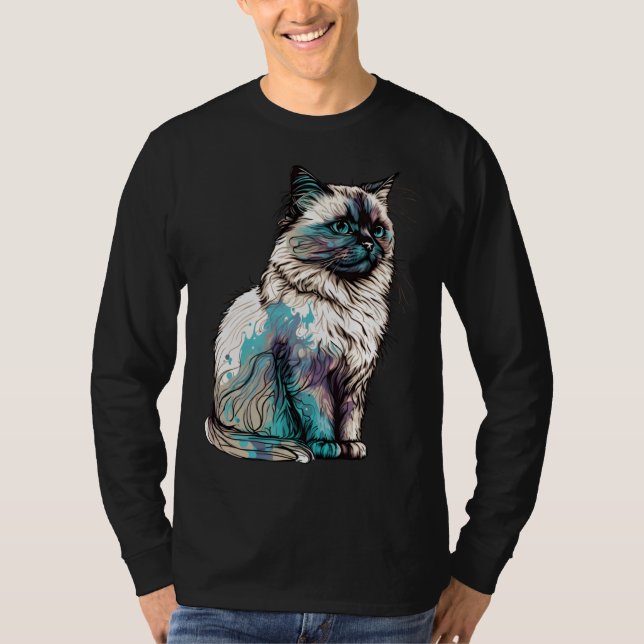 Camiseta Birman Cat Breed Colorful Mom Lady (Frente)