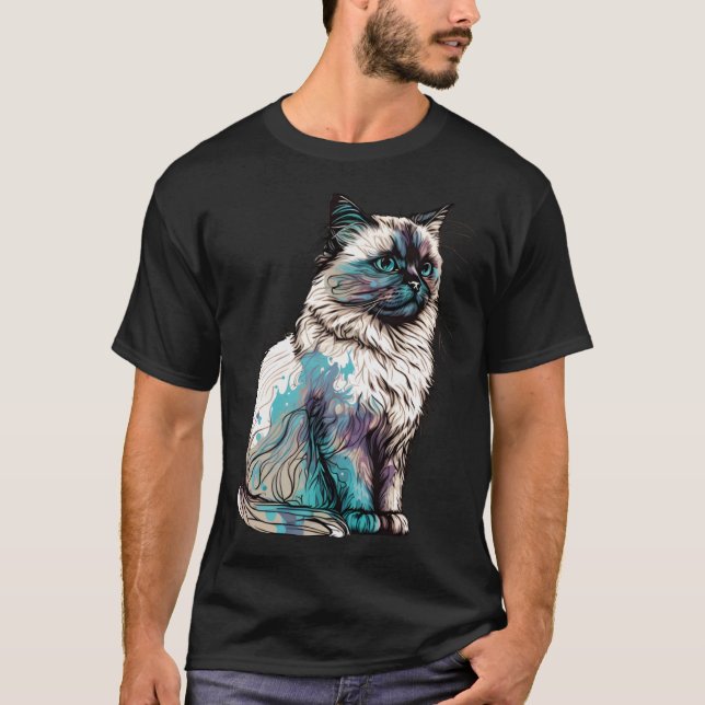 Camiseta Birman Cat Breed Mãe Lady Colorida (Frente)