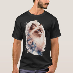 Camiseta Birman Cat Cerejeira Japonesa Floral Cat Bree