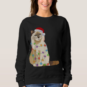 Camiseta Birman Cat Christmas Lights Xmas Cat Lover Papais