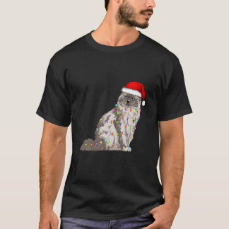 Camiseta Birman Cat Christmas Santa Hat Xmas Lights Cat Lov