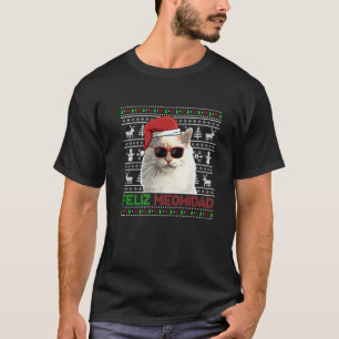 Camiseta Birman Cat Feliz Meowidad Engraçado Natal