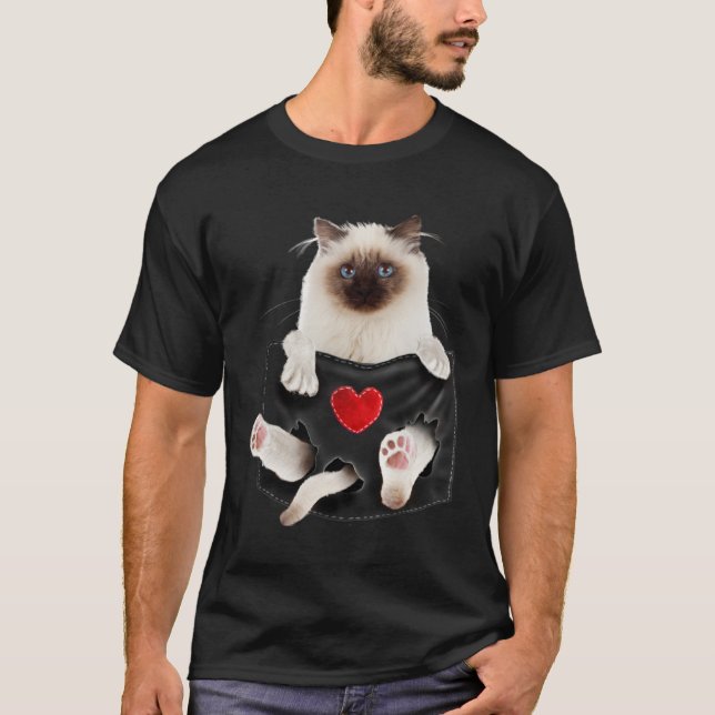 Camiseta Birman Cat in Pocket (Frente)