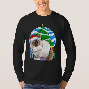 Camiseta Birman Cat Papais noeis Bonitos Decência de Árvore