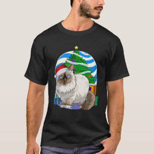 Camiseta Birman Cat Papais noeis Fofos  de Natal Decoraçã