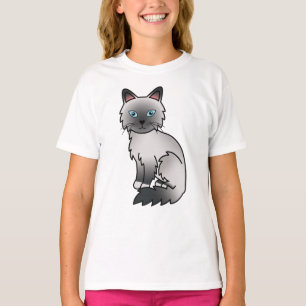 Camiseta Birman de Ponto Azul / Gato de Cartoon de Ragdoll