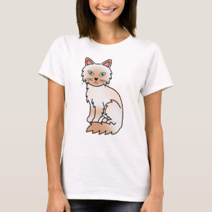 Camiseta Birman de Ponto Vermelho/Gato de Cartoon de Ragdol