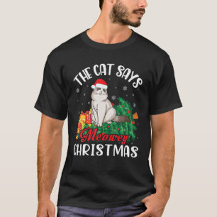 Camiseta Birman Noel Costume Presente O Gato Diz Feliz Chr